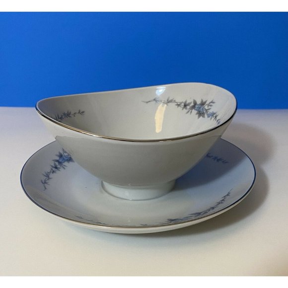 Vintage Mikasa Fine China Annbelle Gravy Boat Set - Picture 1 of 10